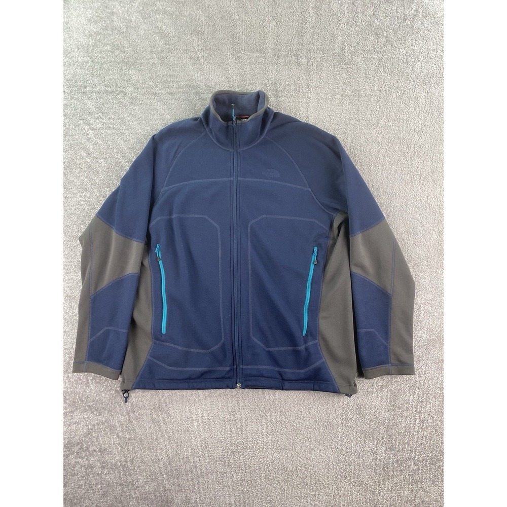 The North Face Jacket Men Extra Large Blue Gray Colorblock Zip Sweater Fleece